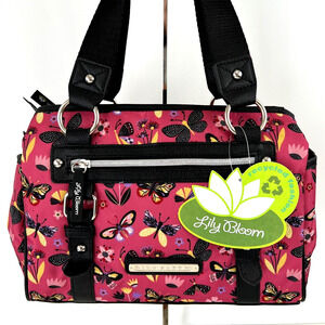 Lily Bloom Women Landon Triple Compartment Satchel Butterfly Meadow Handbag NWT